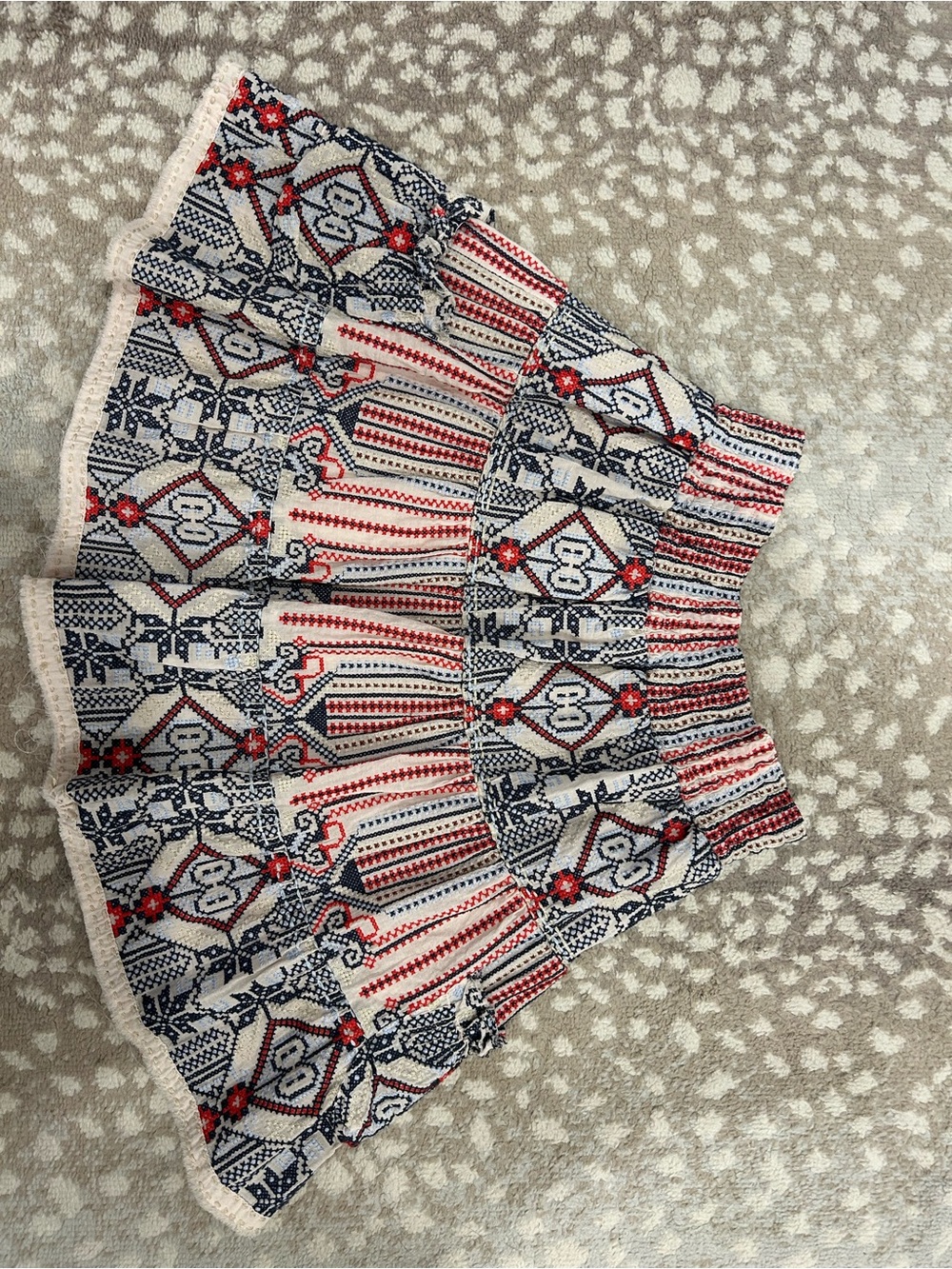 Dylan Red Navy White Patterned Mini Skirt